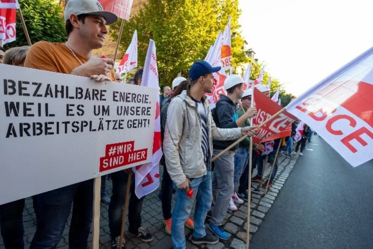 Demonstration der IGBCE in Weißwasser während den Beratungen der Kohlekommission 2018