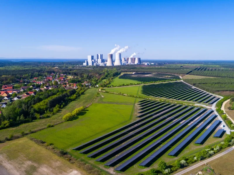 Luftbild des Solarparks Boxberg